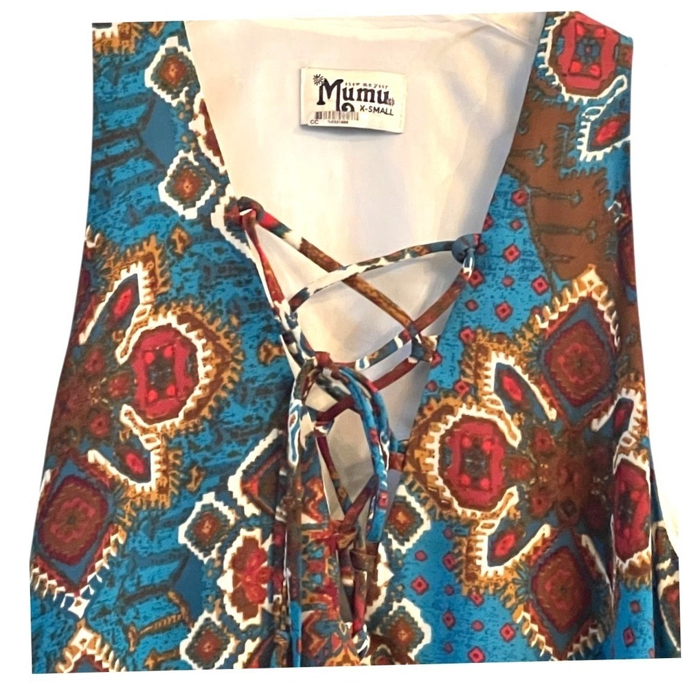 Show Me Your Mumu Turquoise Boho Medallion Lace Up‎ Mini Dress XS - Picture 5 of 8